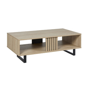 Tavolino da salotto robusto della collezione LOFT Colore rovere chiaro. Gambe in metallo nero.