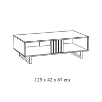 Tavolino da salotto robusto della collezione LOFT Colore rovere chiaro. Gambe in metallo nero.