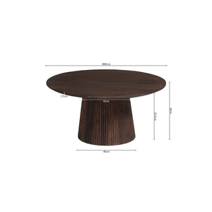 Tavolino basso rotondo collezione MITCHEL in legno esotico di mango marrone diametro 80 cm