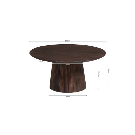Tavolino basso rotondo collezione MITCHEL in legno esotico di mango marrone diametro 80 cm