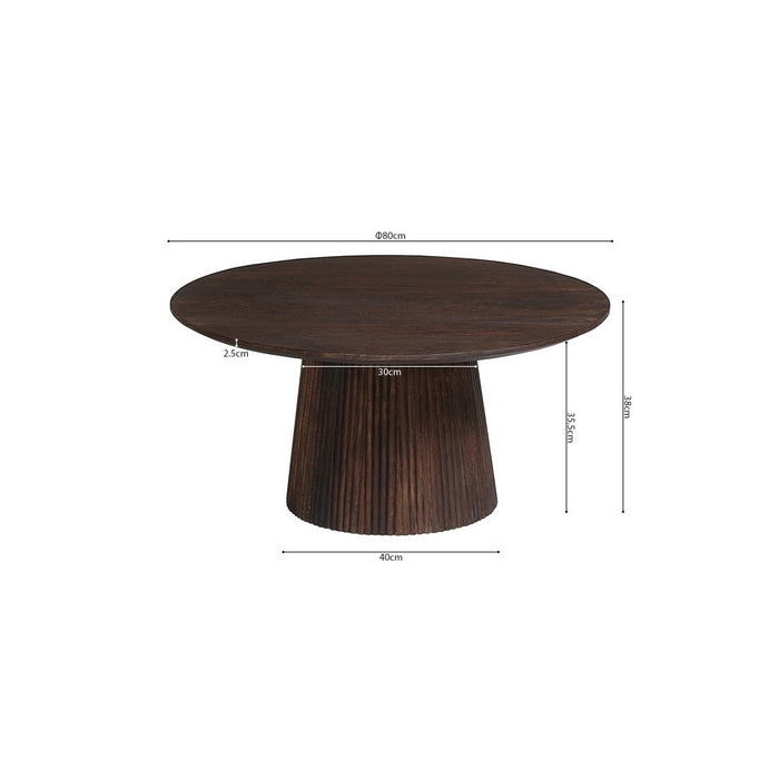 Tavolino basso rotondo collezione MITCHEL in legno esotico di mango marrone diametro 80 cm