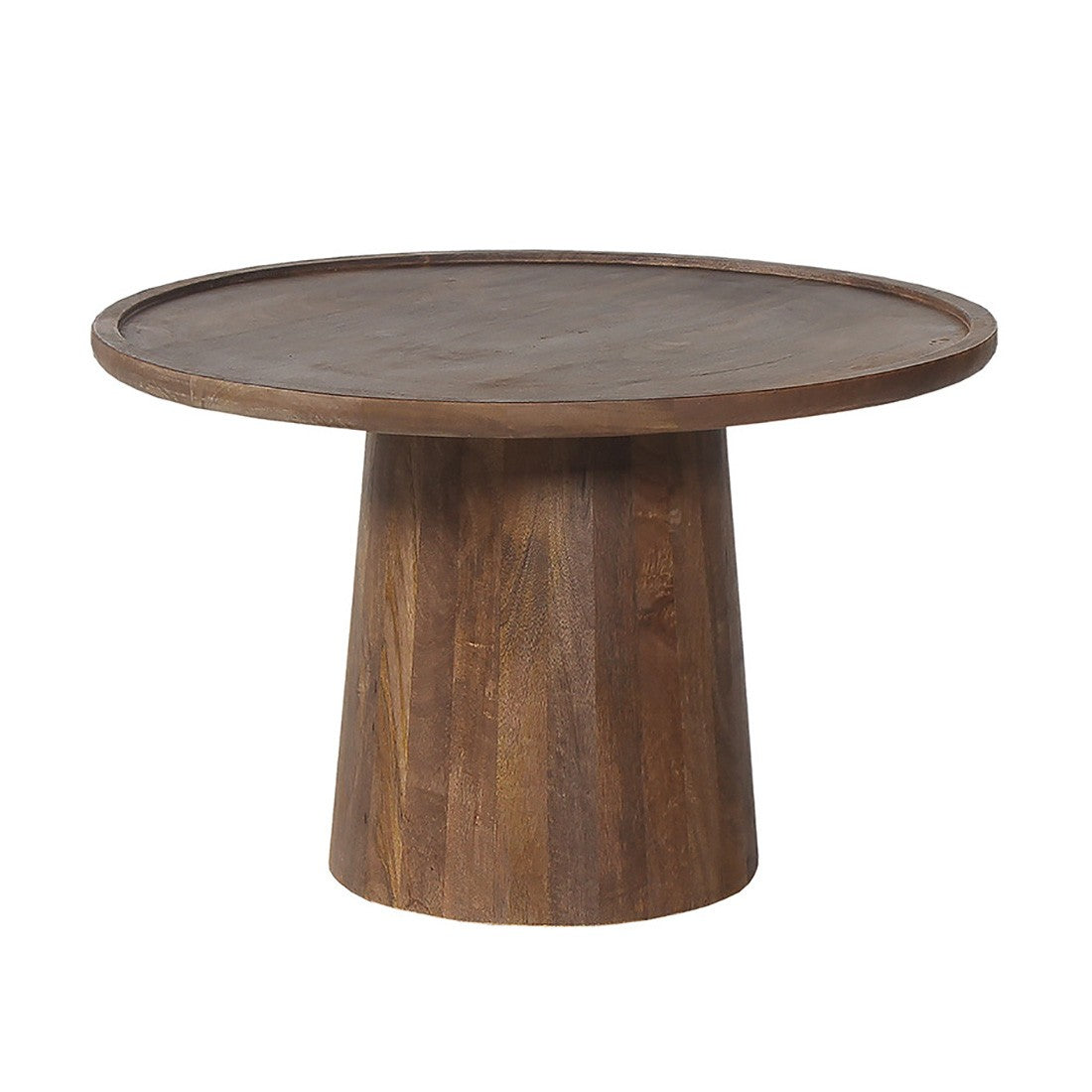 Tavolino basso rotondo in legno massiccio collezione JAKARTA - Stile etnico e design - Diametro 65 cm
