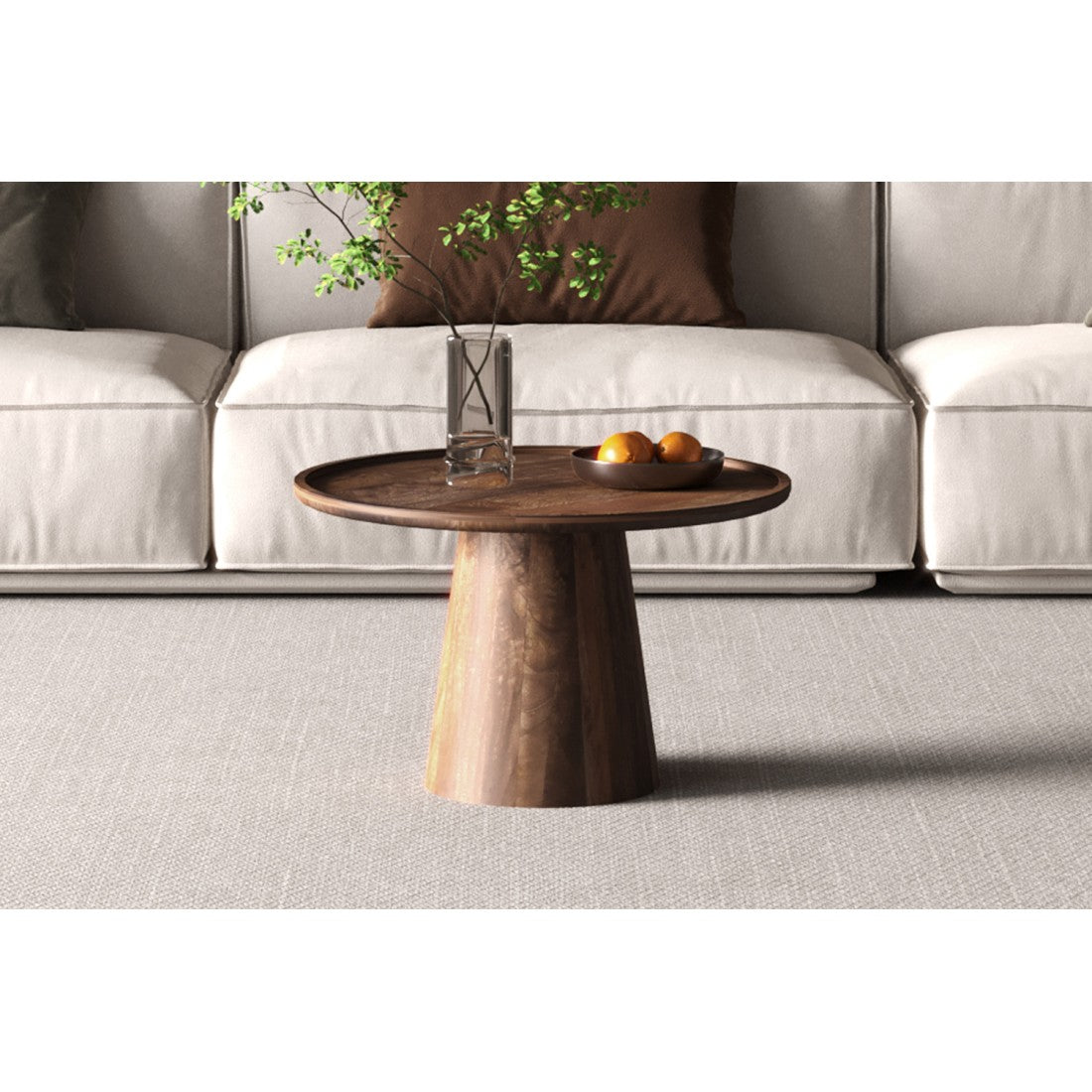 Tavolino basso rotondo in legno massiccio collezione JAKARTA - Stile etnico e design - Diametro 65 cm