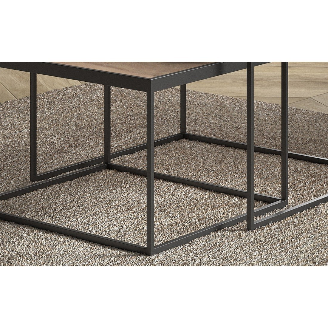 Tavolino basso RUBIK, tavolino nidificante, piano in legno massiccio esotico di Mangolia, ideale per un soggiorno contemporaneo.