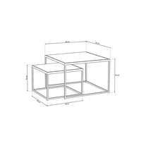 Tavolino basso RUBIK, tavolino nidificante, piano in legno massiccio esotico di Mangolia, ideale per un soggiorno contemporaneo.