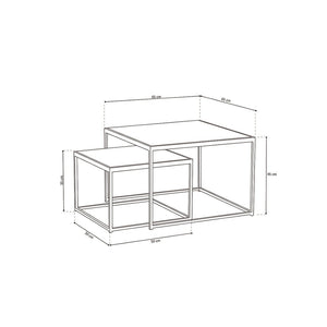 Tavolino basso RUBIK, tavolino nidificante, piano in legno massiccio esotico di Mangolia, ideale per un soggiorno contemporaneo.