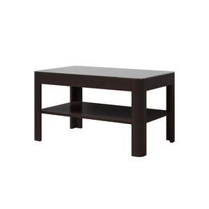 Tavolino basso TONGA 100x55x60 cm, colore wengé con piano in vetro fumé.