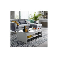 Tavolino basso TRIGO bianco - 1 cassetto con scomparti - 118 x 58 x 39 cm