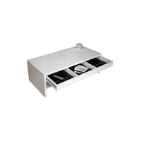 Tavolino basso TRIGO bianco - 1 cassetto con scomparti - 118 x 58 x 39 cm