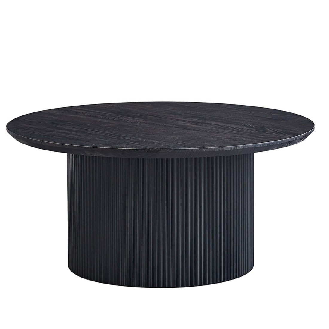 Tavolino basso VAGOS – Effetto legno marrone scuro – Rotondo – Diametro 80 cm – Design elegante e robusto