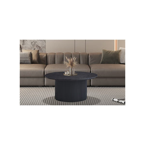 Tavolino basso VAGOS – Effetto legno marrone scuro – Rotondo – Diametro 80 cm – Design elegante e robusto