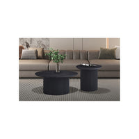 Tavolino basso VAGOS – Effetto legno marrone scuro – Rotondo – Diametro 80 cm – Design elegante e robusto