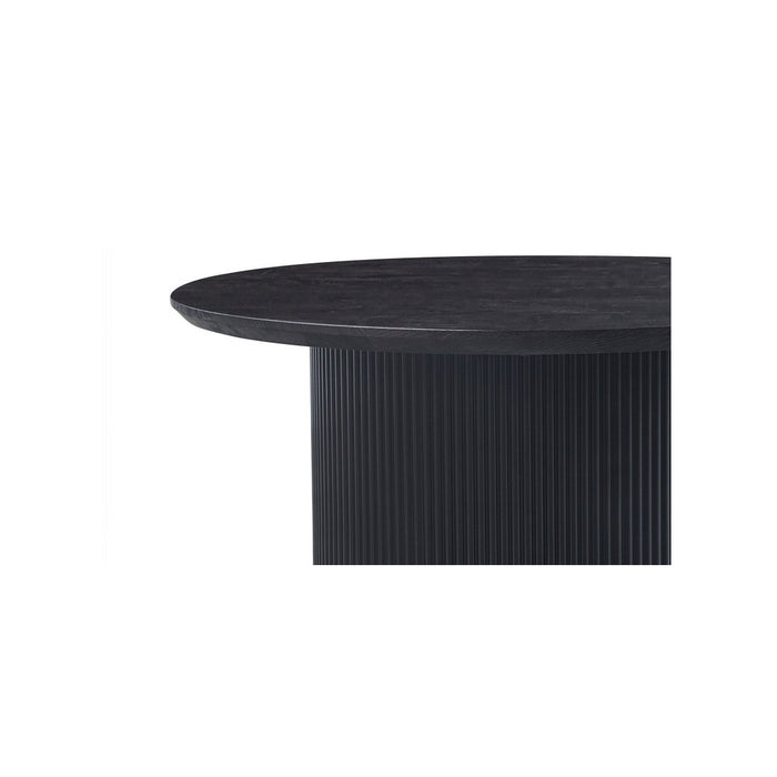 Tavolino basso VAGOS – Effetto legno marrone scuro – Rotondo – Diametro 80 cm – Design elegante e robusto