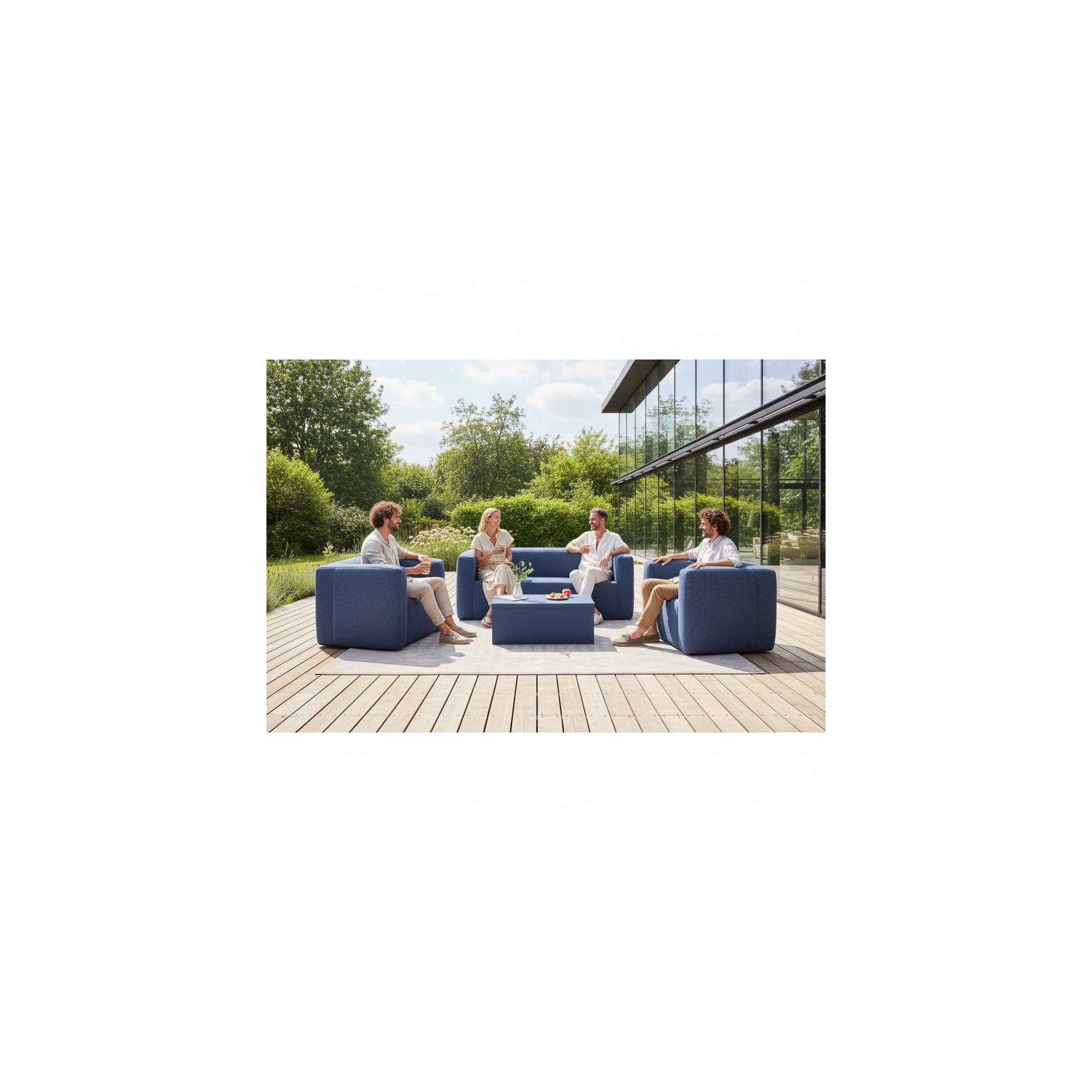 Tavolo coffre Terracotta - Apertura superiore - Interno ed esterno - Colore Blu