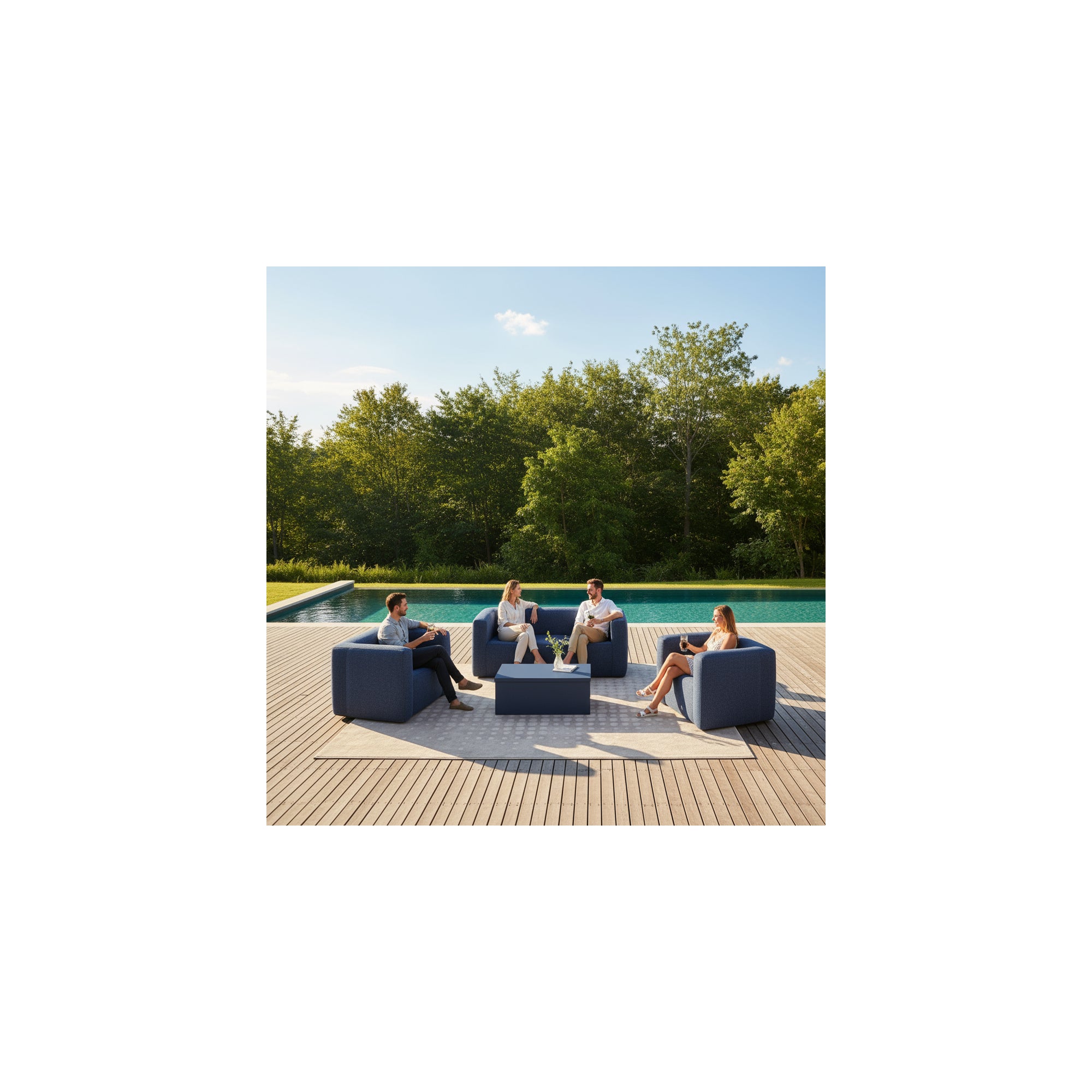 Tavolo coffre Terracotta - Apertura superiore - Interno ed esterno - Colore Blu