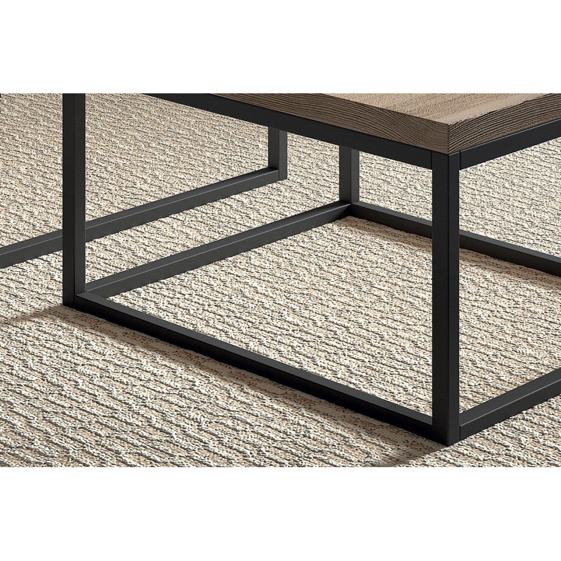 Tavolino stile industriale HELLINGTON effetto vecchia quercia - Tavolino basso - Set di 3 pezzi