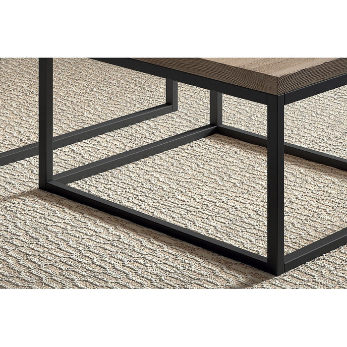 Tavolino stile industriale HELLINGTON effetto vecchia quercia - Tavolino basso - Set di 3 pezzi