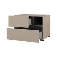 Comodino HAVANA beige e nero - 2 cassetti e 1 vano - Contenitore moderno e design elegante