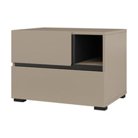 Comodino HAVANA beige e nero - 2 cassetti e 1 vano - Contenitore moderno e design elegante