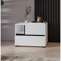 Tavolino da notte HAVANA bianco e nero – 2 cassetti e 1 nicchia – Design contemporaneo e funzionale