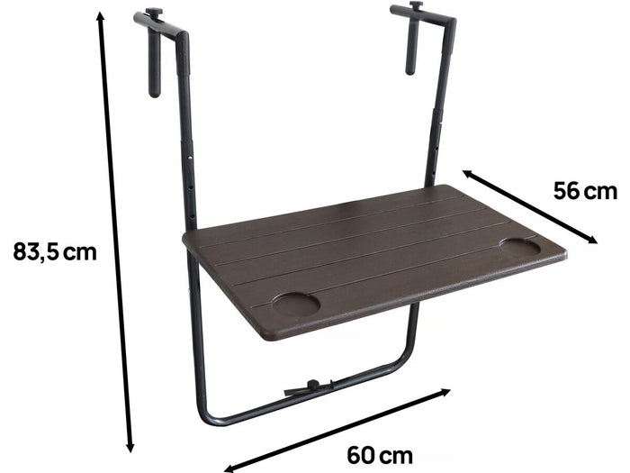 Tavolo da balcone pieghevole sospeso - 60 x 56 x 83,5 cm