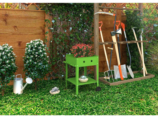 Carrello portavasi in metallo "Laurier" - 55 x 55 x 80 cm - Verde