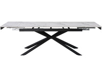 Tavolo da pranzo allungabile in ceramica per 6-10 persone "Celeste" - Bianco marmorizzato oro