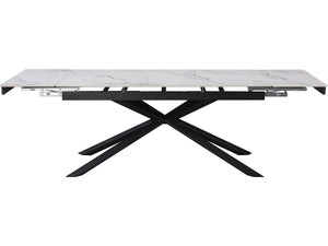 Tavolo da pranzo allungabile in ceramica per 6-10 persone "Celeste" - Bianco marmorizzato oro