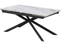 Tavolo da pranzo allungabile in ceramica per 6-10 persone "Celeste" - Bianco marmorizzato oro