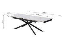 Tavolo da pranzo allungabile in ceramica per 6-10 persone "Celeste" - Bianco marmorizzato oro