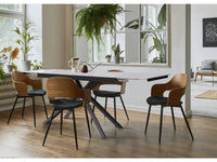 Tavolo da pranzo allungabile in ceramica per 6-10 persone "Celeste" - Grigio marmorizzato