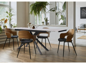 Tavolo da pranzo allungabile in ceramica per 6-10 persone "Celeste" - Grigio marmorizzato