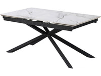 Tavolo da pranzo allungabile in ceramica per 6-10 persone "Celeste" - Bianco marmorizzato grigio