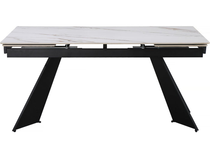 Tavolo da pranzo allungabile in ceramica per 6-10 persone "Equinoxe" - Bianco marmorizzato oro