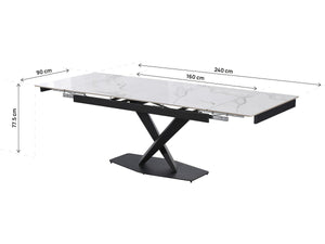 Tavolo da pranzo allungabile in ceramica per 6-10 persone "Silence" - Bianco marmorizzato grigio