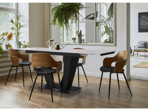 Tavolo da pranzo allungabile in ceramica - 160/240 cm - da 6 a 10 persone "Nova" - Grigio marmorizzato