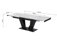 Tavolo da pranzo allungabile in ceramica - 160/240 cm - da 6 a 10 persone "Nova" - Bianco marmorizzato oro