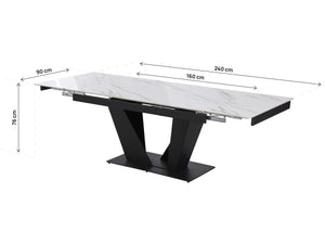Tavolo da pranzo allungabile in ceramica - 160/240 cm - da 6 a 10 persone "Nova" - Bianco marmorizzato oro