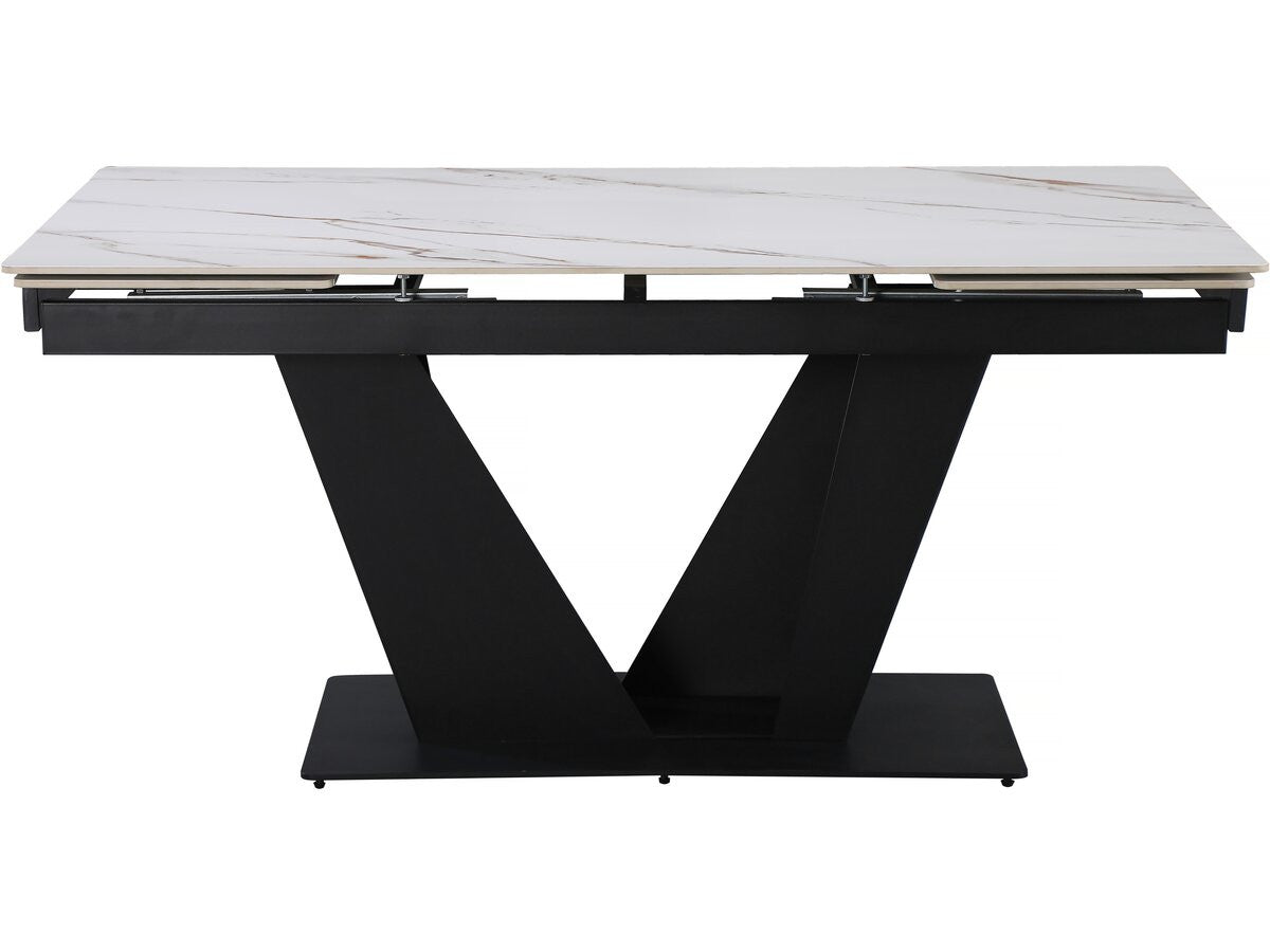 Tavolo da pranzo allungabile in ceramica - 160/240 cm - da 6 a 10 persone "Nova" - Bianco marmorizzato oro