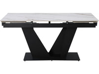 Tavolo da pranzo allungabile in ceramica - 160/240 cm - da 6 a 10 persone "Nova" - Bianco marmorizzato oro