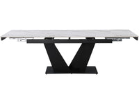 Tavolo da pranzo allungabile in ceramica - 160/240 cm - da 6 a 10 persone "Nova" - Bianco marmorizzato oro