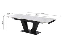 Tavolo da pranzo allungabile in ceramica - 160/240 cm - da 6 a 10 persone "Nova" - Bianco marmorizzato grigio