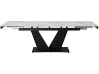 Tavolo da pranzo allungabile in ceramica - 160/240 cm - da 6 a 10 persone "Nova" - Bianco marmorizzato grigio