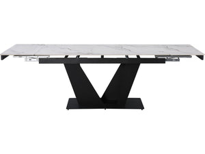Tavolo da pranzo allungabile in ceramica - 160/240 cm - da 6 a 10 persone "Nova" - Bianco marmorizzato grigio