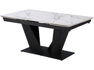 Tavolo da pranzo allungabile in ceramica - 160/240 cm - da 6 a 10 persone "Nova" - Bianco marmorizzato grigio