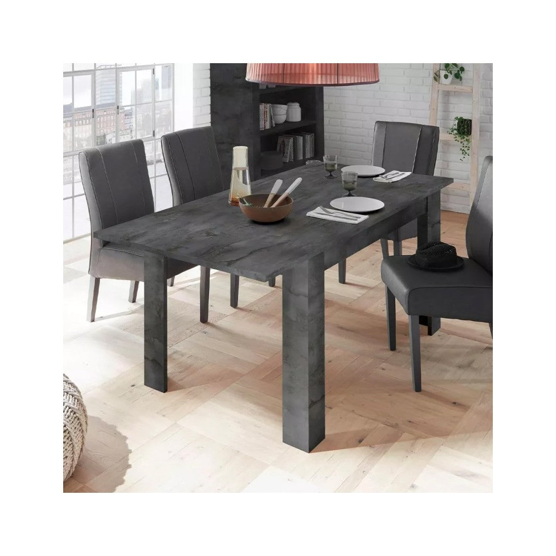 Tavolo estensibile Collezione URBAN colore grigio scuro effetto cemento, dimensioni 137x90cm.