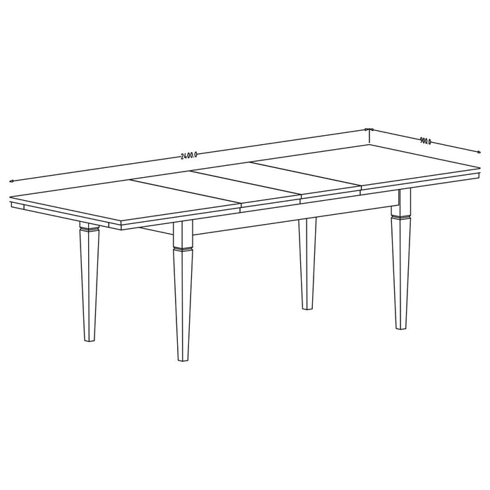 Tavolo estensibile fino a 240cm per sala da pranzo Collezione ASSIA. Colori verde e quercia.