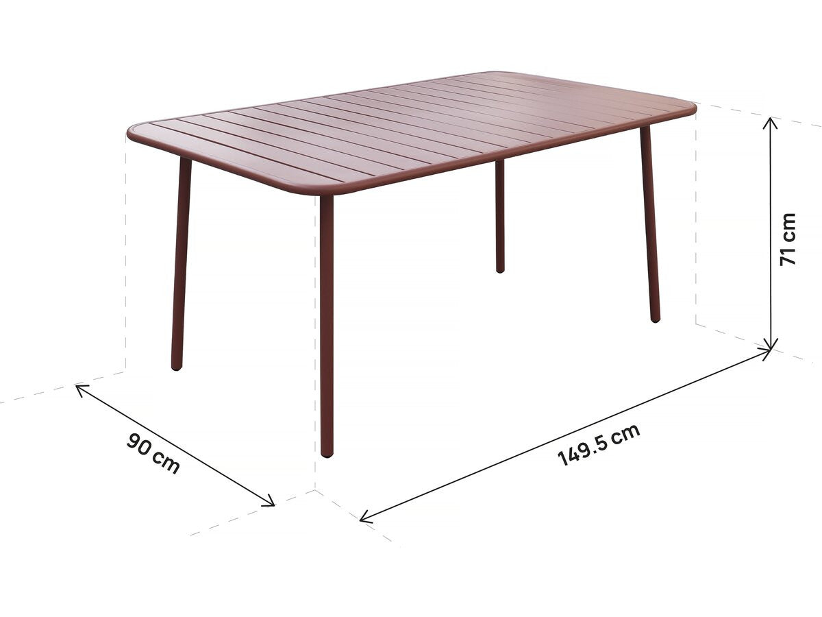 Tavolo da giardino in metallo "Bilbao" - 150 x 90 x 71 cm - Terracotta