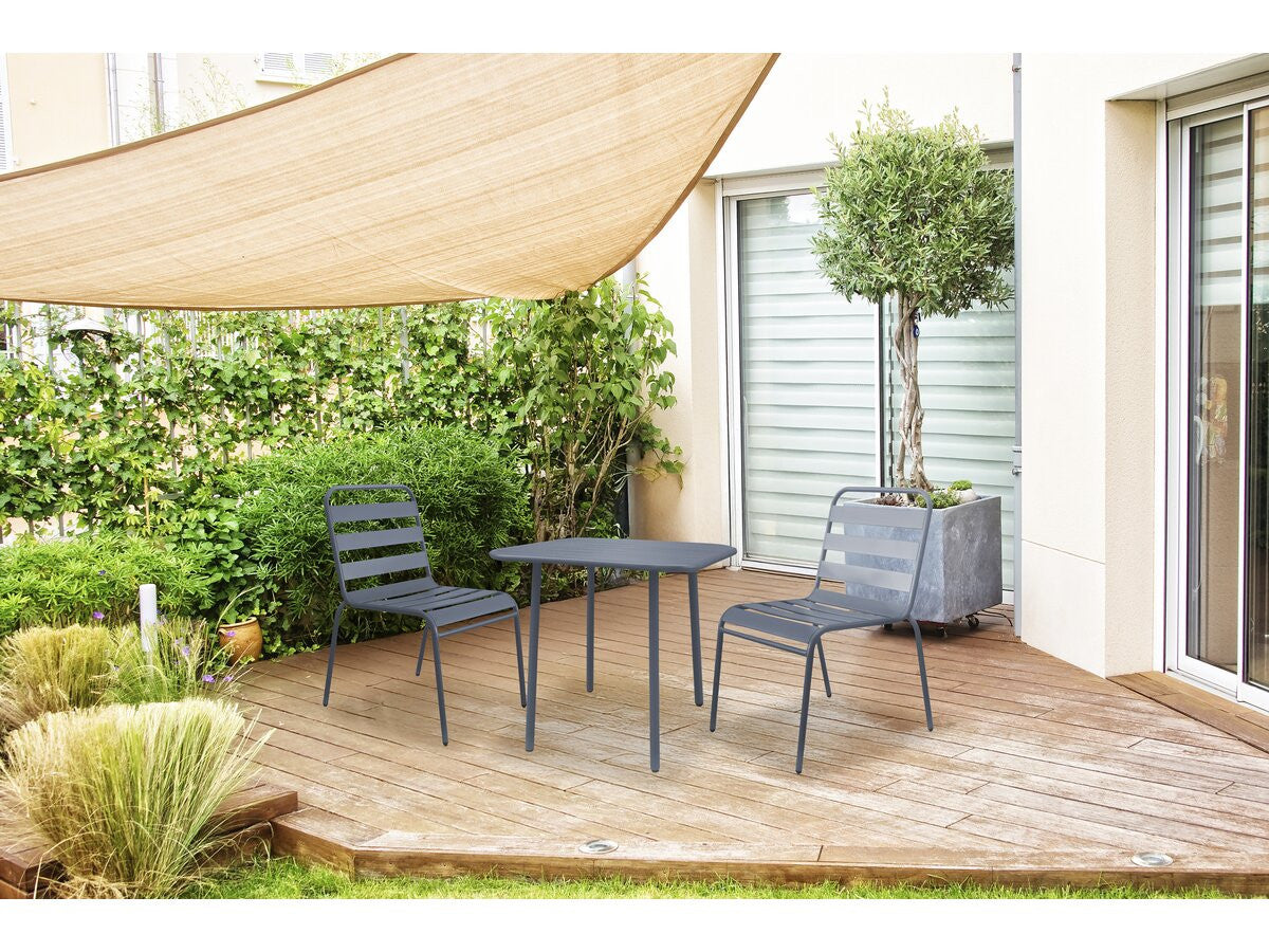 Tavolo da giardino in metallo Bilbao - 70 x 70 x 71 cm - Grigio