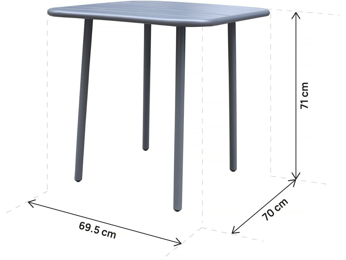 Tavolo da giardino in metallo Bilbao - 70 x 70 x 71 cm - Grigio
